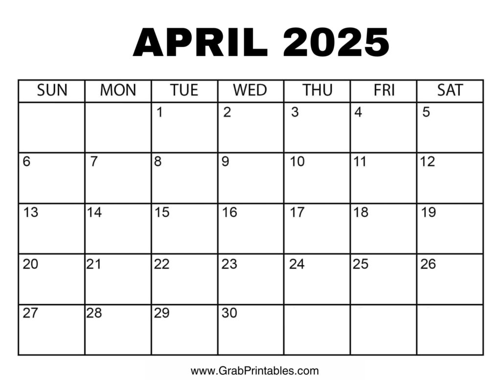 April 2025 Calendar