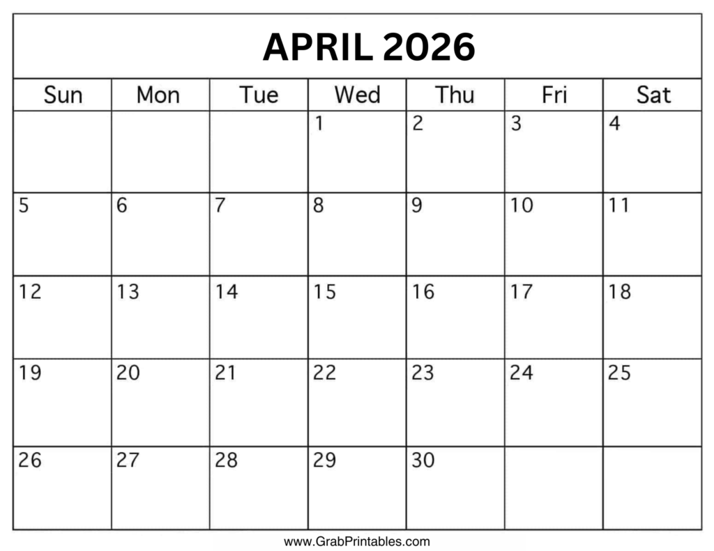April 2026 Calendar