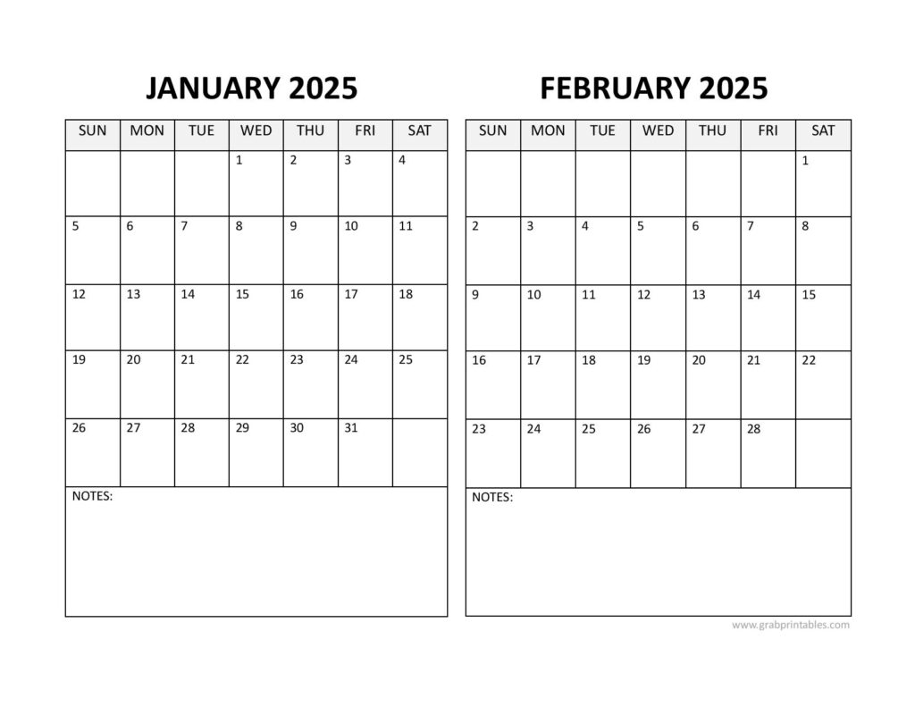 Printable January February 2025 Calendar