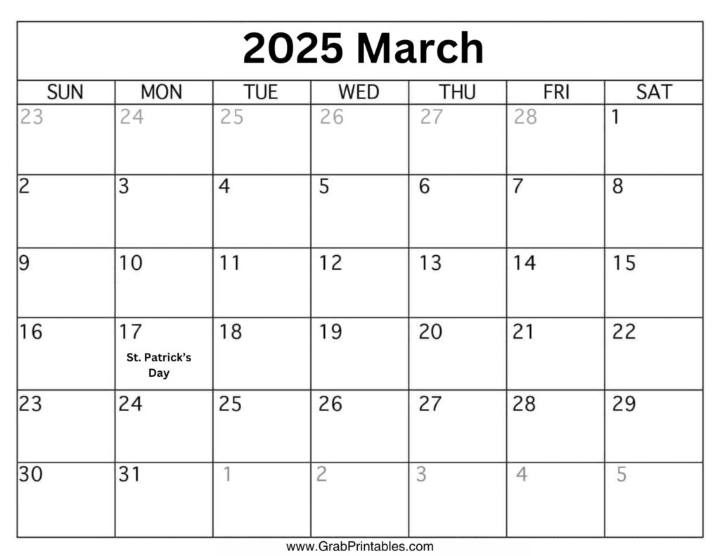 March 2025 Calendar with Holidays