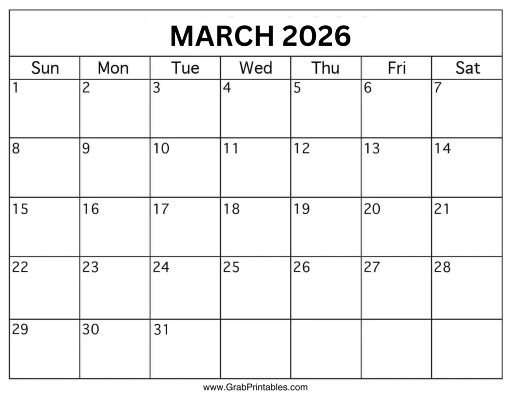 March 2026 Calendar