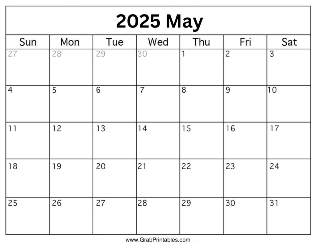 May 2025 Calendar Printable