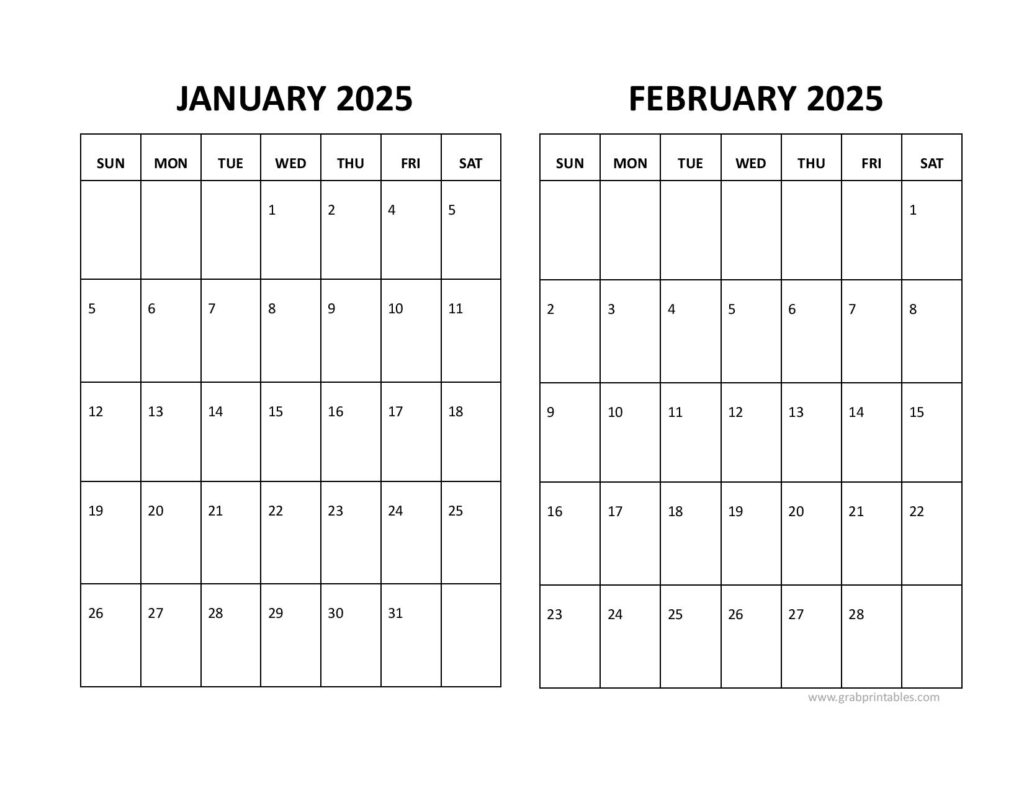 January February 2025 Calendar