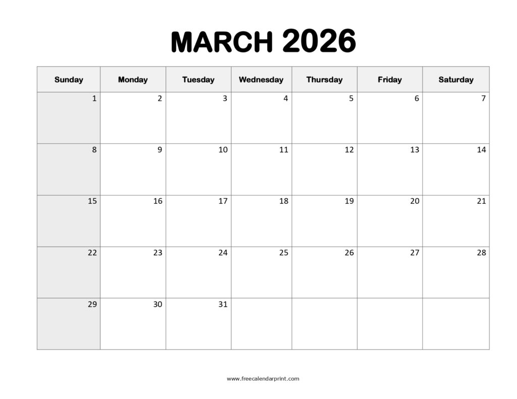 March 2026 Calendar with Holidays