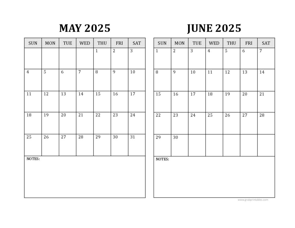 Printable May June 2025 Calendar