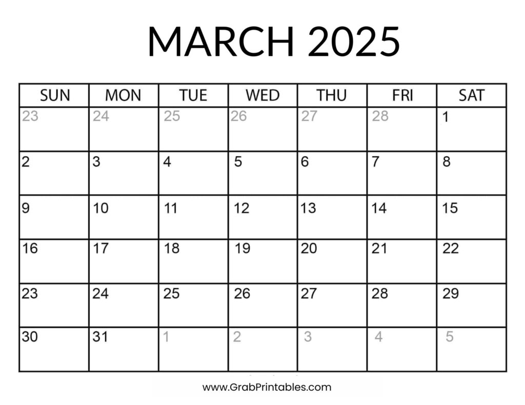 March 2025 Calendar Printable