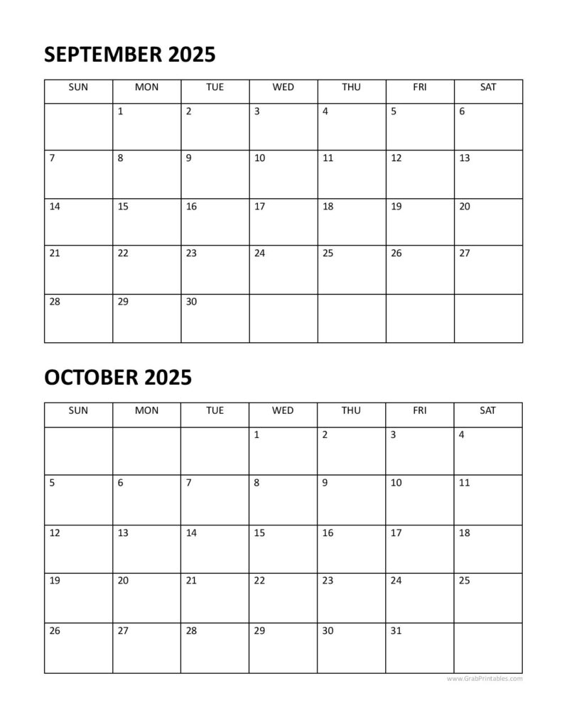 September and October 2025 Calendar