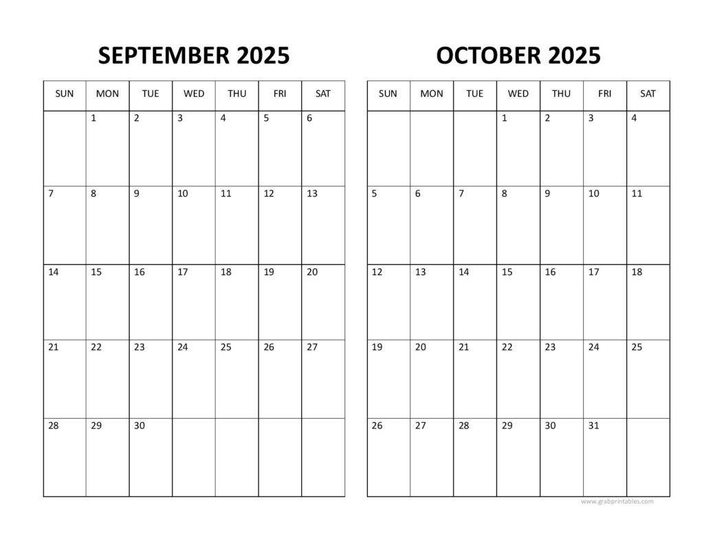 Printable September October 2025 Calendar