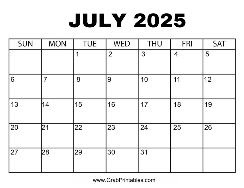 July 2025 Calendar