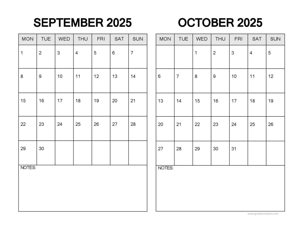 Free September October 2025 Calendar