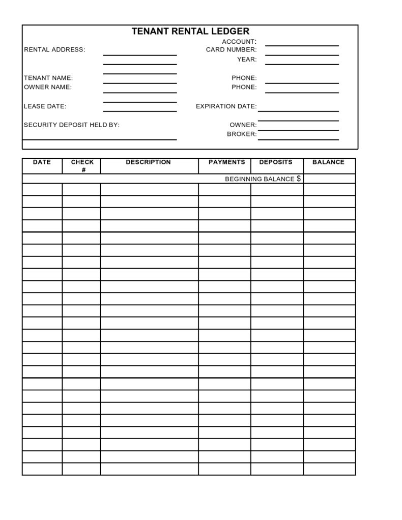 Rental Ledger Template