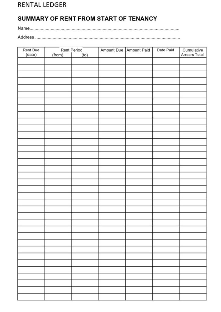 Rental Ledger Template