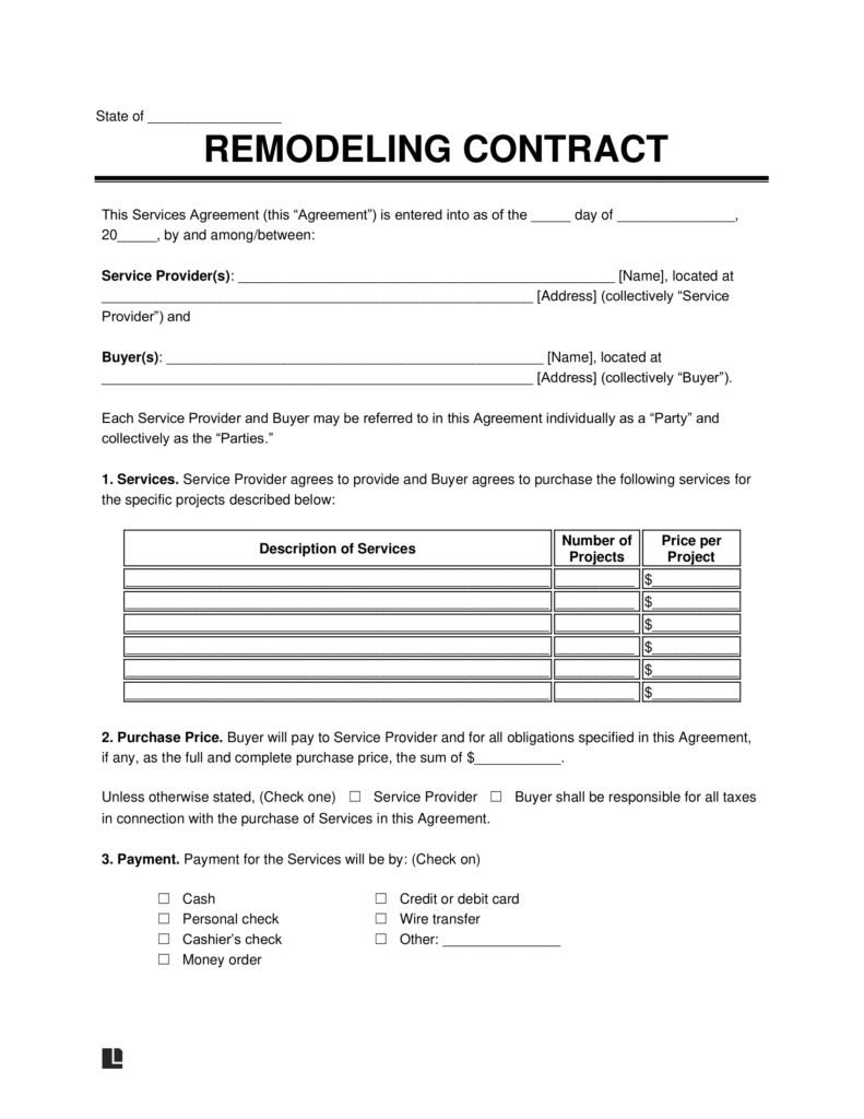 Home Renovation Agreement