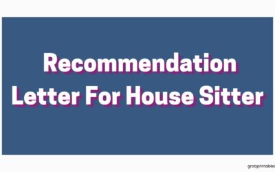 Recommendation Letter for House Sitter | Editable Samples